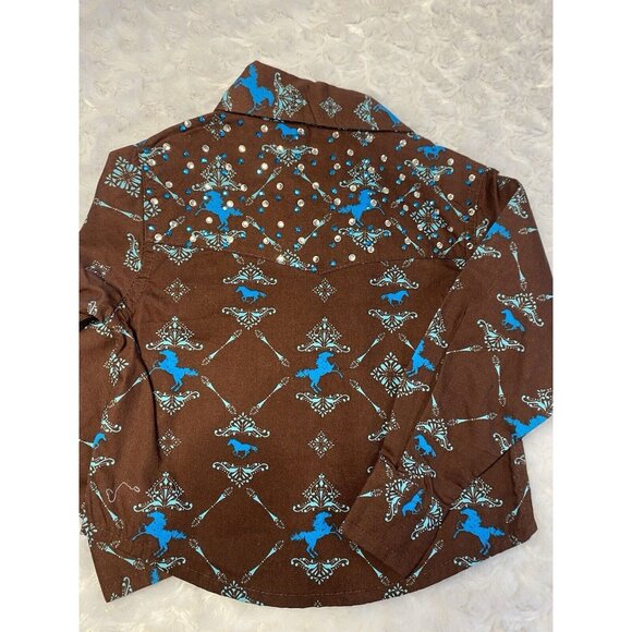 Western Cowgirl Shirt & One Piece Size 3-6 Months BOTH Pieces Bling Pearl Snaps - Picture 9 of 15